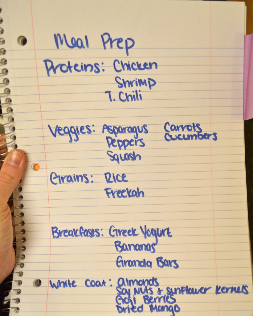 I like to write down my foods I need to prepare! I'm big on making lists