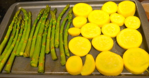 Asparagus and Squash in the oven