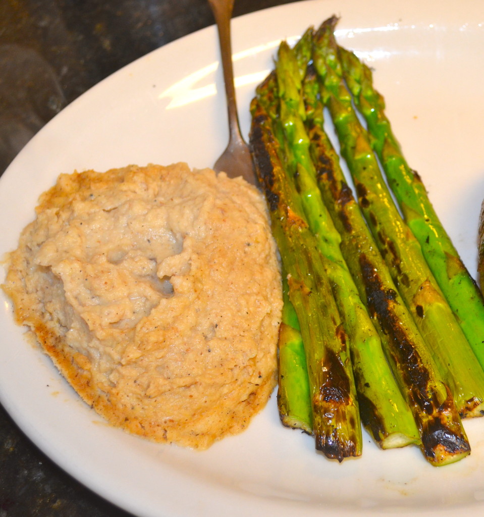 Dinner sides- asparagus and roasted cauliflower mash