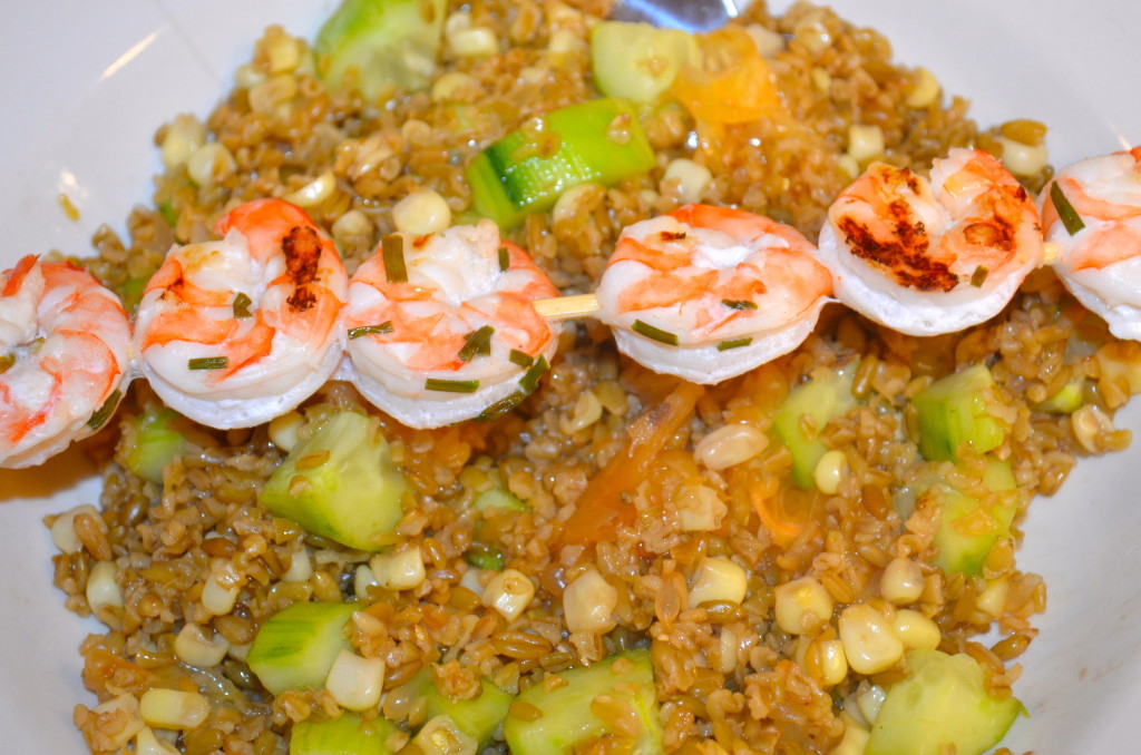 Grapefruit Freekah with Honey Lime Shrimp