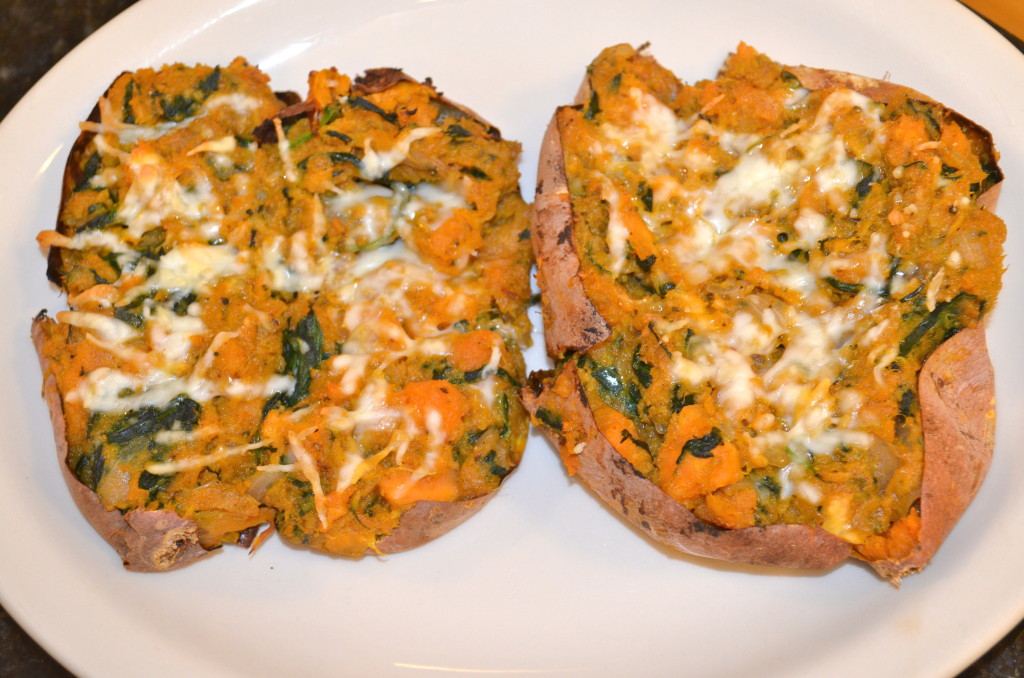 Stuffed Sweet Potatoes! A serving is 1/2 potato, only 143.1 calories and 1.3 grams of fat
