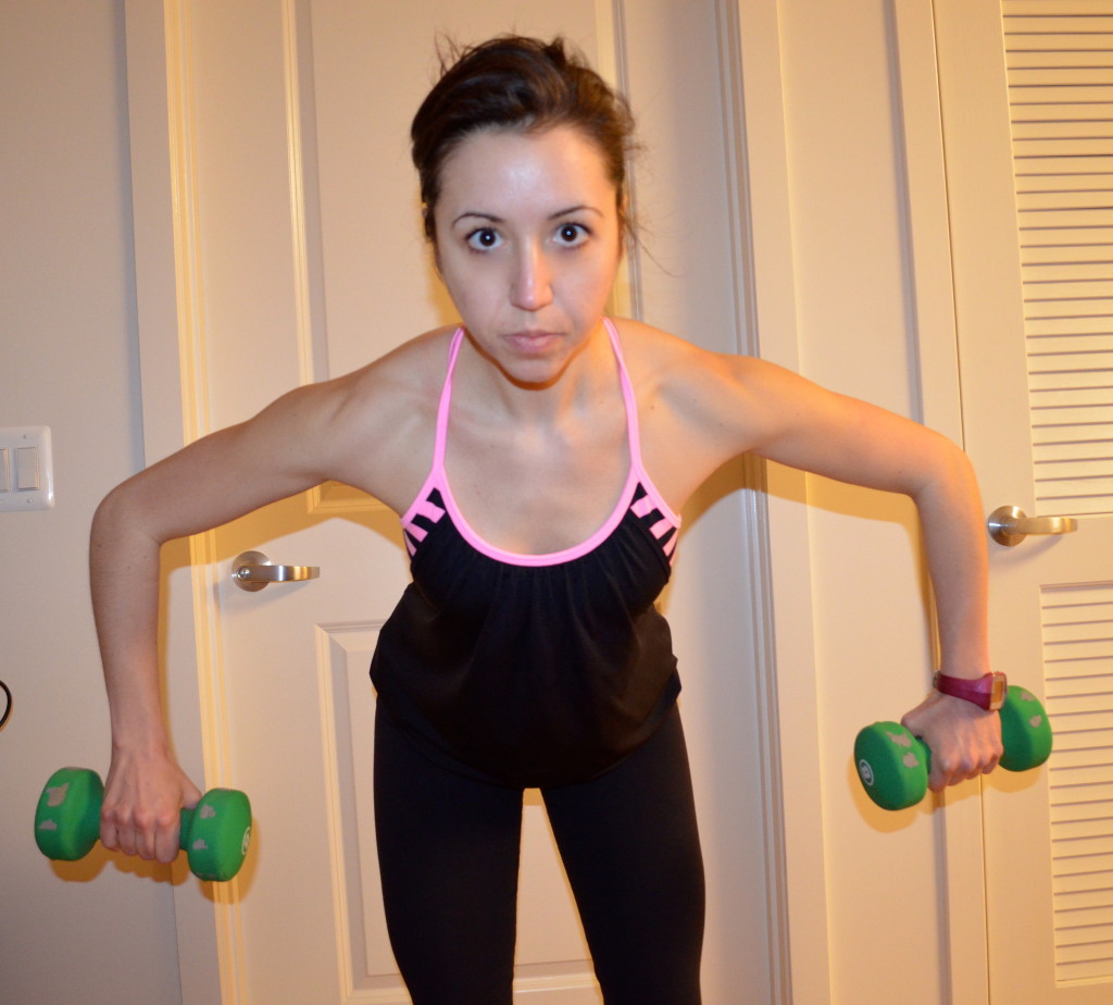 Bent over wide grip bar row (I didn't do this one today, but I often do it). I'm sorry my shoulders are uneven! No it's not my poor form, they are naturally like this :(