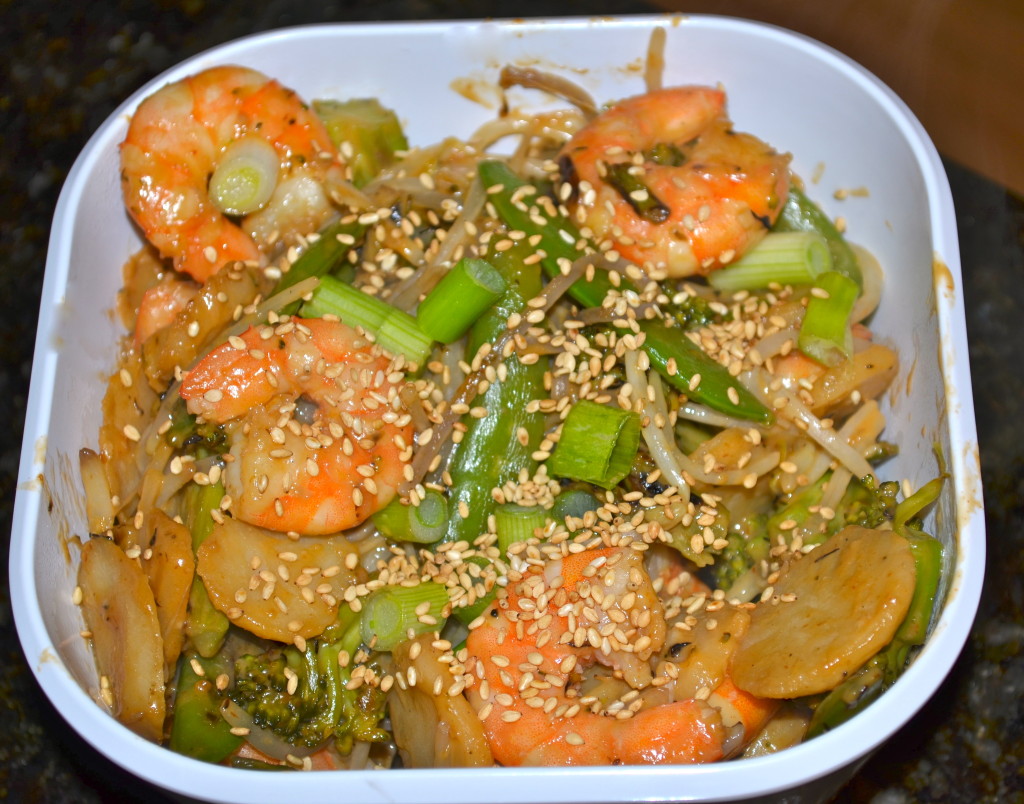 This is a creamy spicy shrimp dish with buckwheat noodles. 