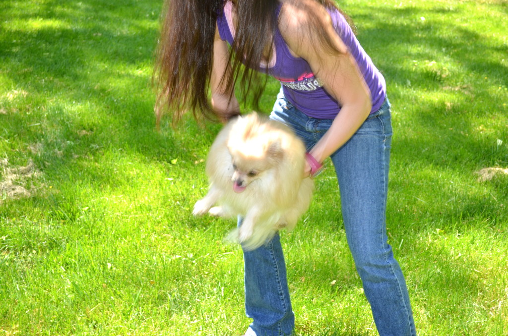 I actually love this picture. It's a little blurry and it looks like I'm struggling to pick her up! 