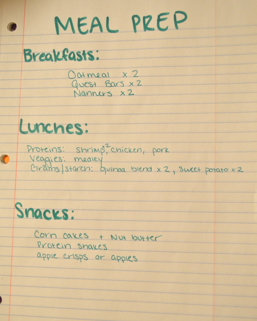 Meal prep list