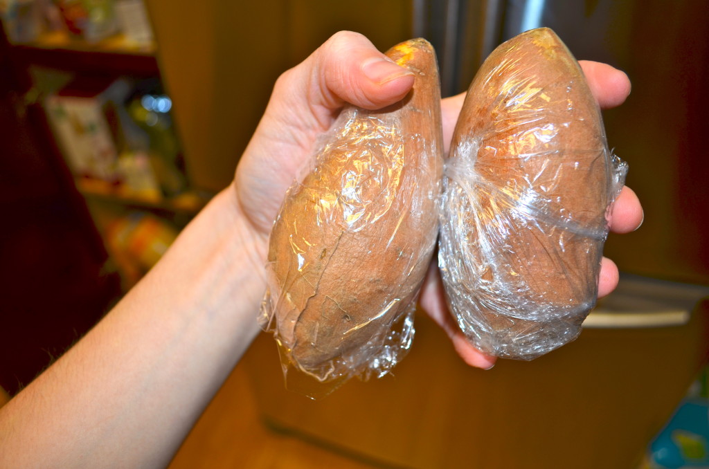 Sweet potatoes wrapped