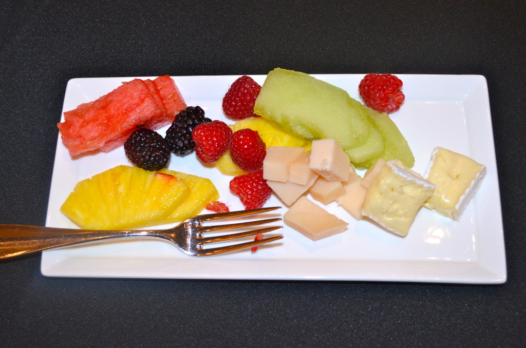Yum fruit and cheeses!