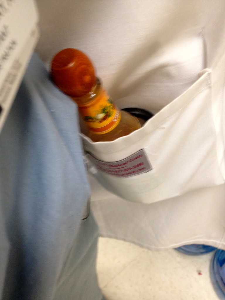 Packed my cholula in my white coat