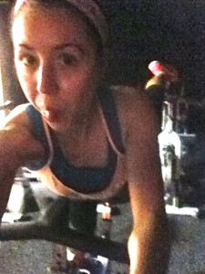 A good stretch on the spin bike. Love the dark room!