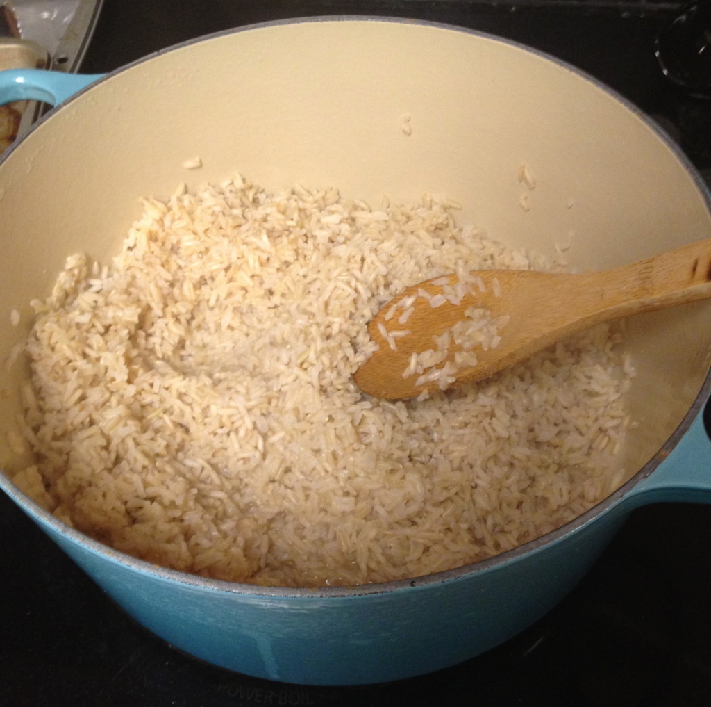 HUGE pot of rice (yay to using my dutch oven)