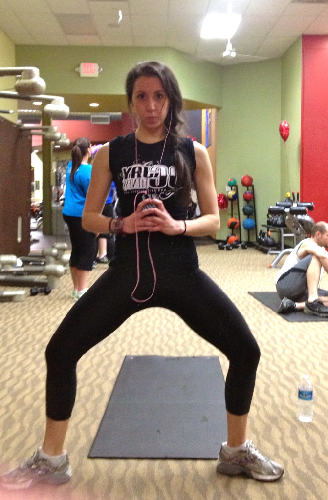 I also threw in plie squats to stretch out the legs before my ab work!